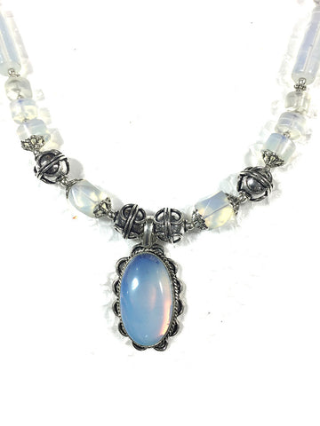 Mogul INDIAN Necklace Opal Moonstone Pendant Artisan Jewelry Set ~ Good Fortune - mogulinteriordesigns - 1