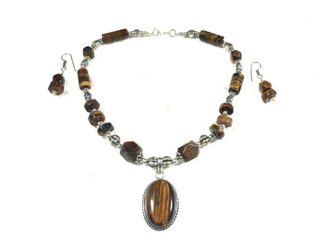Mogul Tiger EYE Necklace Handcrafted Earth Jewelry, Gift for Mom - mogulinteriordesigns - 1