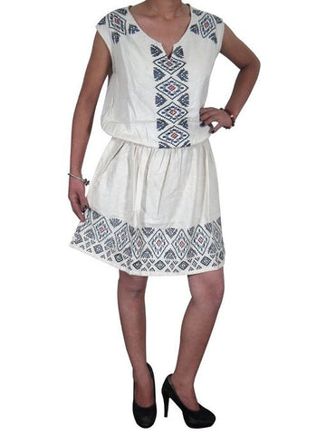 Bohemian Dress Hippie Boho Cotton White Sleeveless Beach Dresses S - mogulinteriordesigns - 1