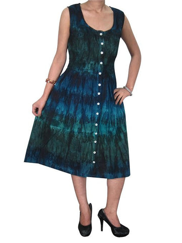 Bohemian Dress Tie Dye Hippie Boho Stonewashed Rayon Dresses (Chest:40") - mogulinteriordesigns - 1