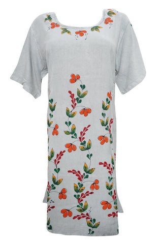 Women's boho Dress Floral Print White Summer Beach Dresses Medium - mogulinteriordesigns - 1