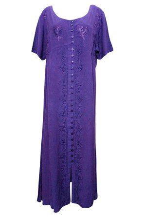 BOHEMIAN Maxi Dresses Women's Embroidered Stonewashed Rayon Purple Sundress - mogulinteriordesigns - 1