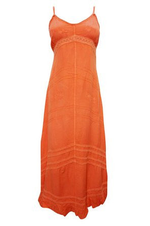 Bohemian Dresses Womens Spaghetti Strap V-Neck orange Dress - mogulinteriordesigns
