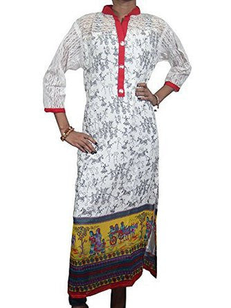 Indian Tunic Women's Dress Ethnic Tribal Printed Georgette Kurta - mogulinteriordesigns - 1