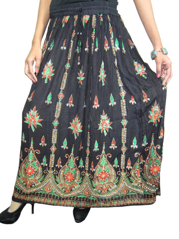 Boho Black Sequin Skirts Gypsy Bohemian Designer Long Skirt for Her - mogulinteriordesigns - 1