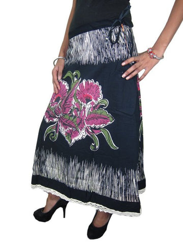 Women's Skirts Vintage Style Long Skirt Black Floral Print - mogulinteriordesigns - 1