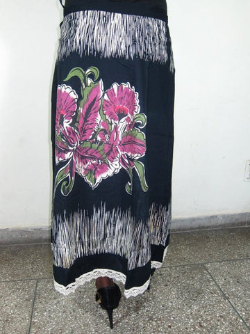 Women's Skirts Vintage Style Long Skirt Black Floral Print - mogulinteriordesigns - 1