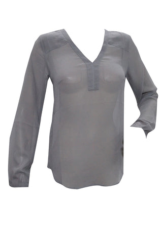 Grey Blouse Long Sleeves Sheer Tops Kaffe Tommy