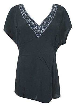 Black Neck Embroidered Summer Beach Top