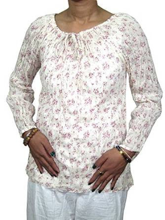 Peasant Top Floral Printed Boho Hippie Summer Blouse Xl