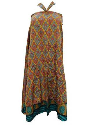 Bohemian Beach Wraps Dress Reversible Two Layer Vintage Sari Skirts - mogulinteriordesigns