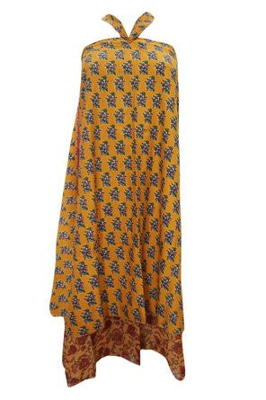 Women's Wraps Skirt Orange Two Layer Reversible Vintage Silk Sari Long Skirt - mogulinteriordesigns - 1