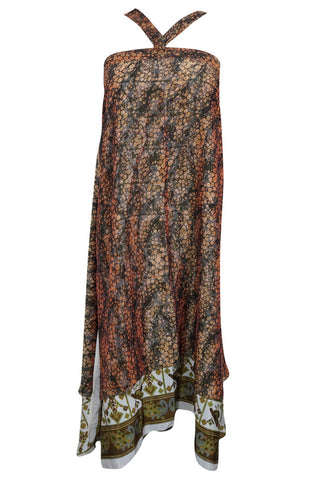 Magic Wrap Skirt Vintage Reversible Silk Sari Halter Beach Dress