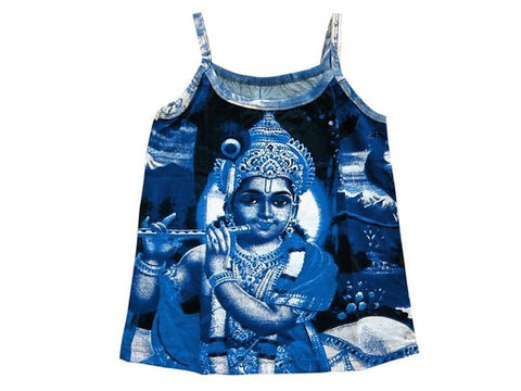 Women's Tank Tops Royal Blue Krishna Print Yoga T-Shirt - mogulinteriordesigns - 1