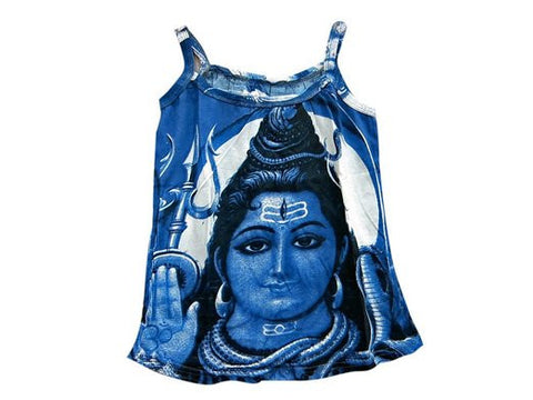 Lord Shiva Print Hindu Art Blue Boho Gypsy Tank Tops - mogulinteriordesigns - 1