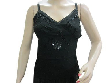 Boho Black Tank Top, Beaded Summer Tops for Womens, Hippy Clothing - mogulinteriordesigns