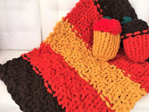 HOW TO HAND KNIT A CHUNKY CHENILLE BLANKET, BASKET WEAVE PATTERN 