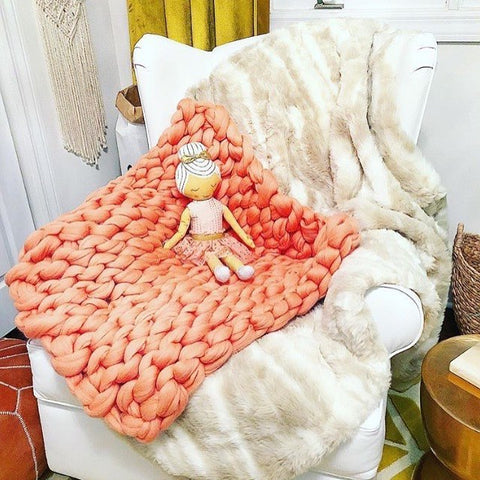 becozi chunky knit merino wool baby blanket