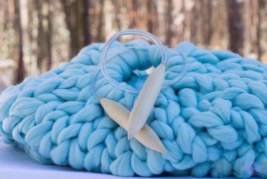 Merino Wool Diy Knit Kit With Needles Lap Throw 30x50 In