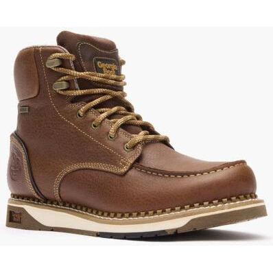 Georgia Men's Amped Lightweight Wedge 6" Soft Toe Waterproof Work Boot - Brown - GB00429