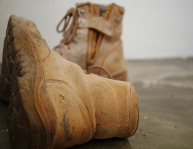 pair of side zip work boots