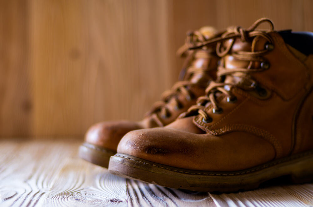 brown work boots