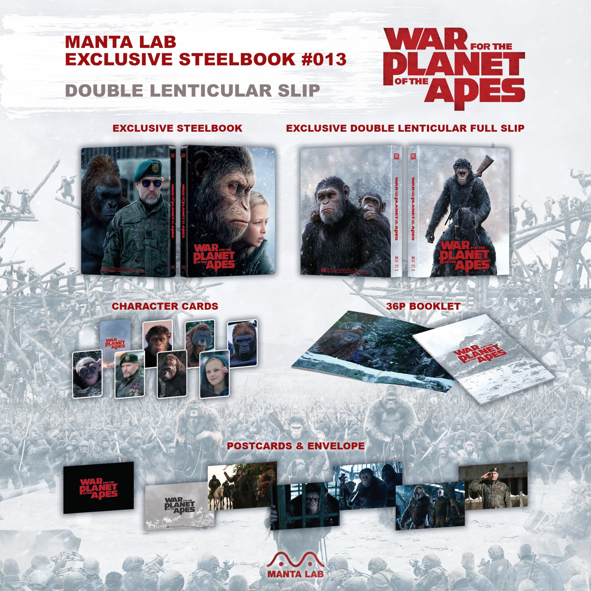 [ME#13] War For The Planet of The Apes Steelbook (Double Lenticular Full Slip)(2D 3D)