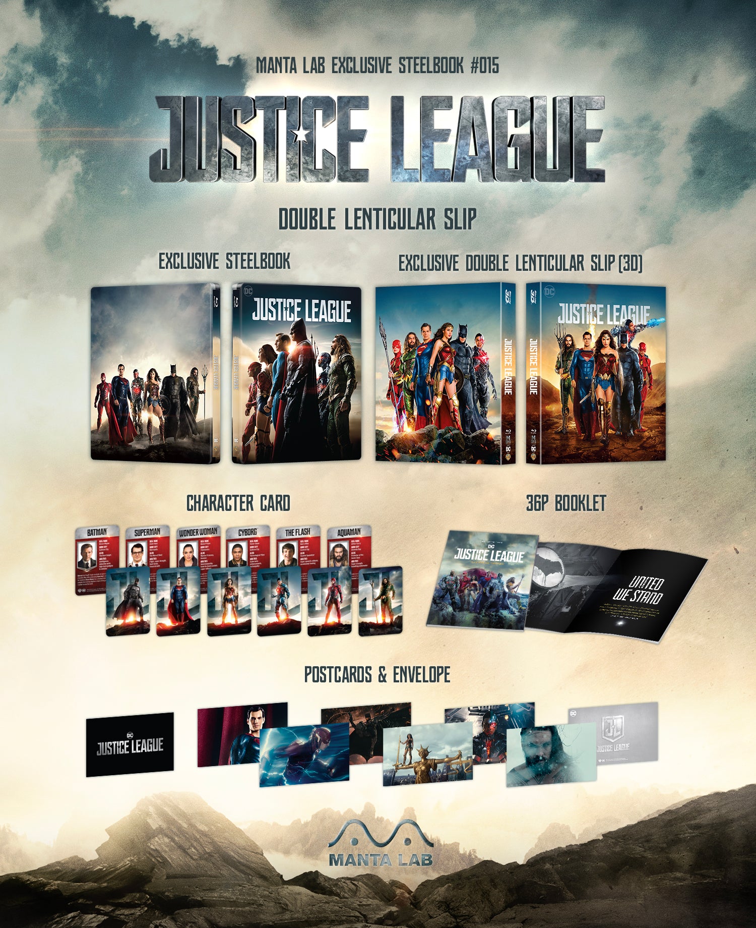 [ME#15] Justice League Steelbook (Double Lenticular Full Slip)(2D 3D)