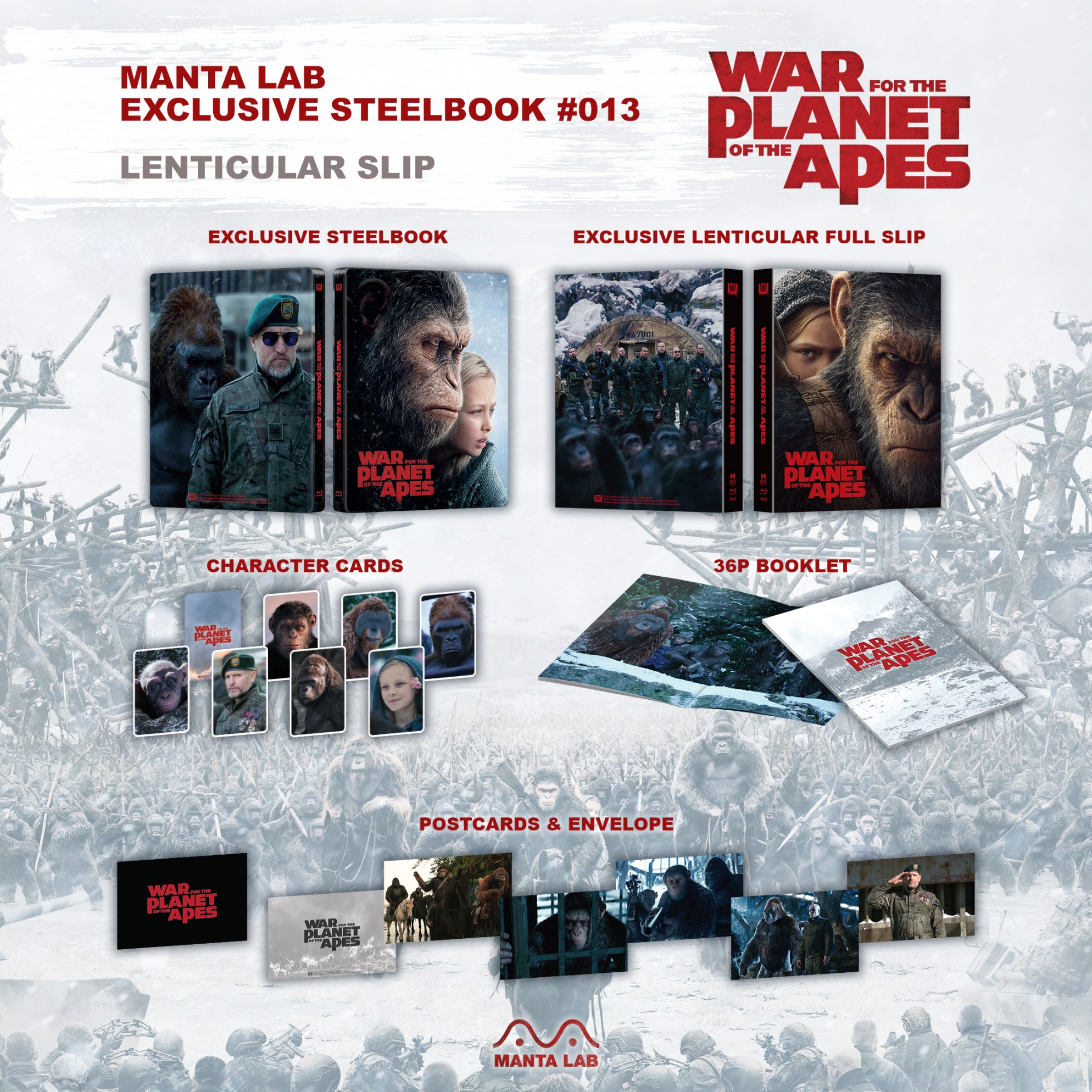 [ME#13] War For The Planet of The Apes Steelbook (Lenticular Full Slip)(2D 3D)