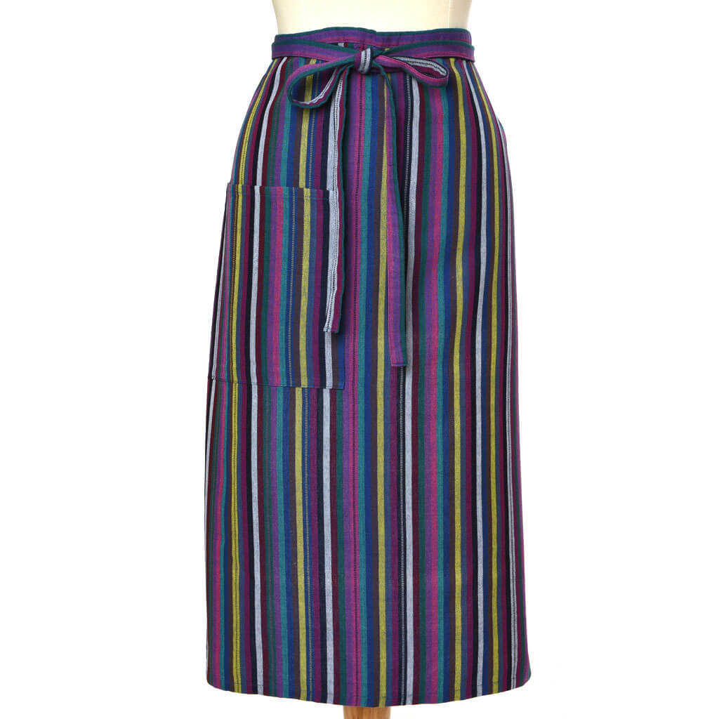 Cobalt Blue Stripe Bistro Apron Benefits Women Mayamam Weavers ...