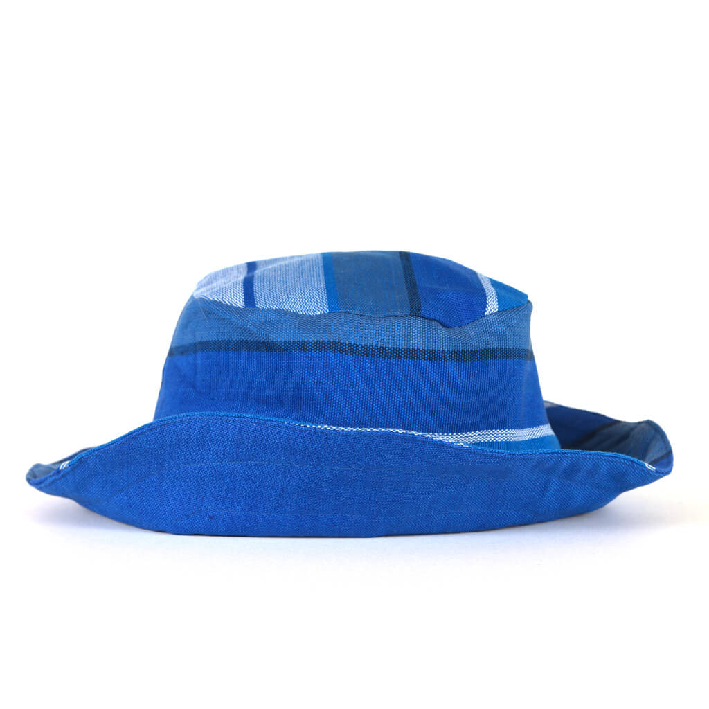 Hand woven Blue Reversible Bucket Hat Fair Trade Mayamam Weavers