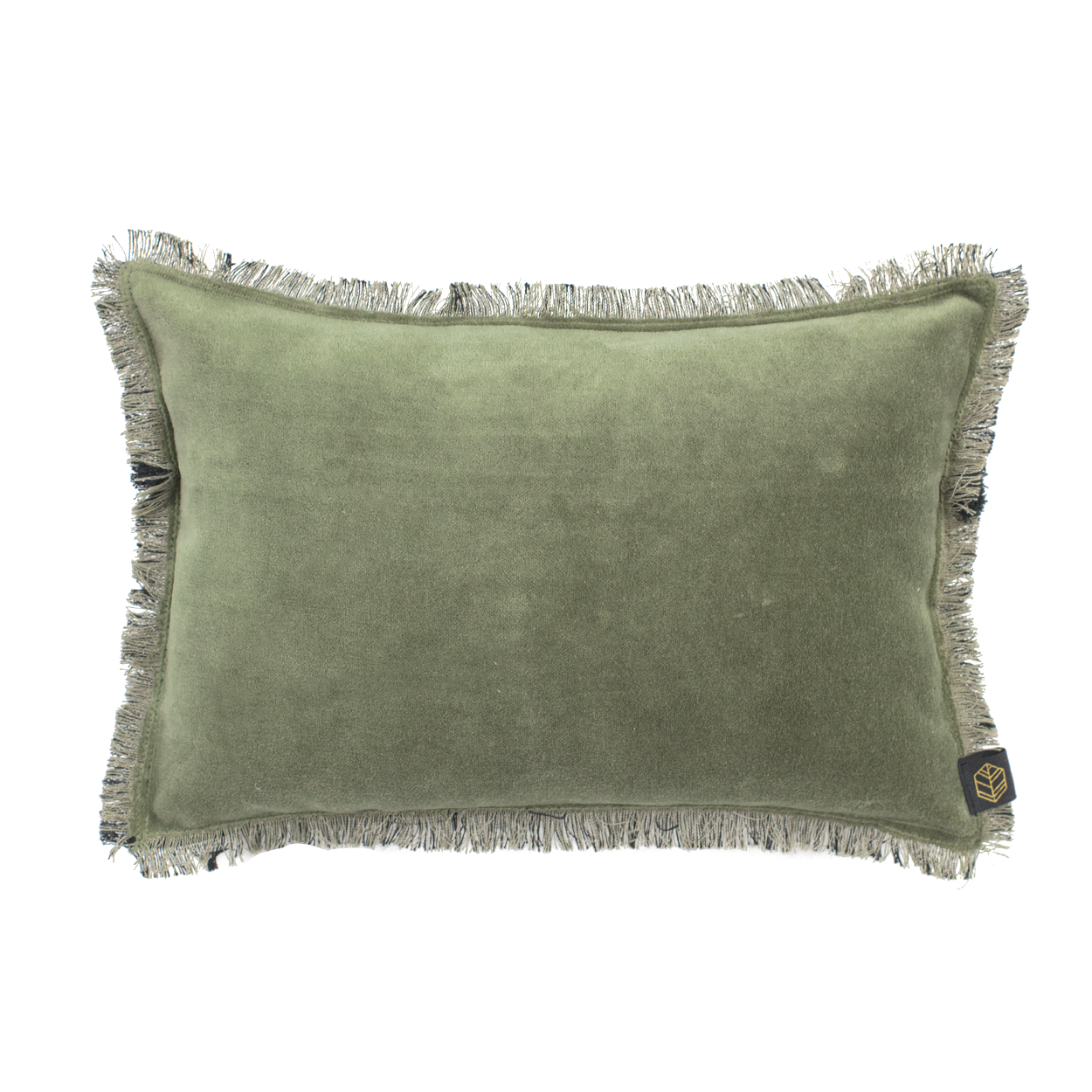 Coussin mini en velours Delhi 30x20 cm - Harmony Haomy, Kaki