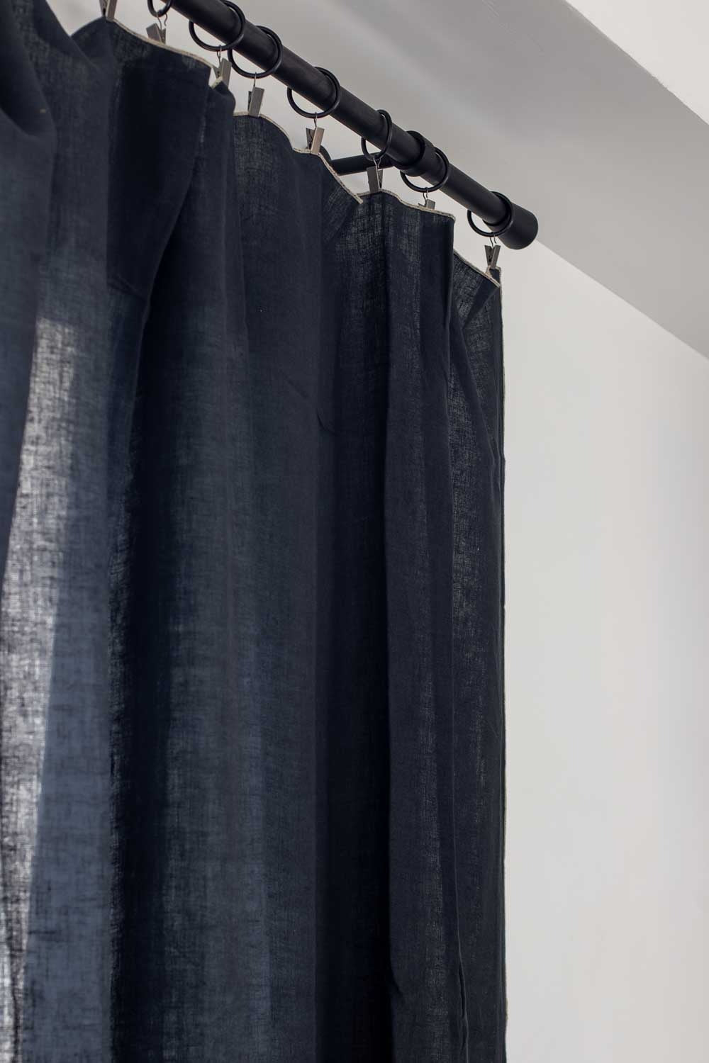 Rideau en lin lavé Venise -160x250 cm - Harmony Haomy, 160*250 cm / Noir