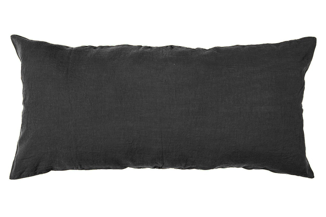 Housse de coussin en lin Giant Viti 55x110 cm Harmony Haomy, Noir