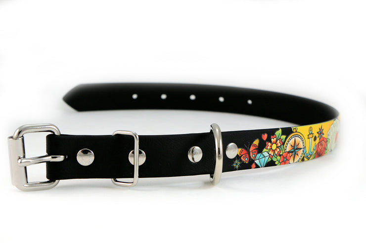 ROCK N ROLL TATTOO Polyester Webbing Dog Collar With Laser  Etsy UK