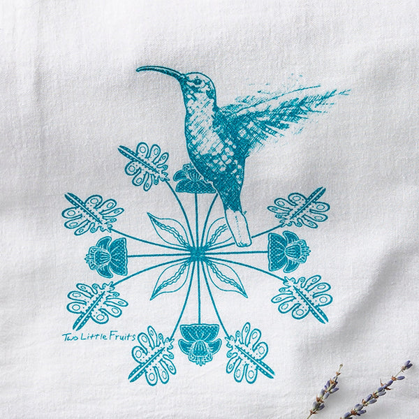 Hand Embroidered Muslin Dish Tea Towel Quote Birdhouse Blue Birds Sunflowers