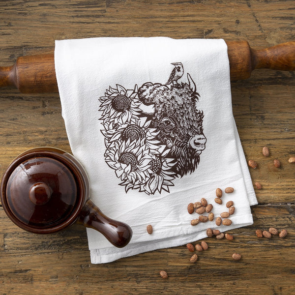 Bear Tea Towel Organic Cotton Screen Printed Flour Sack Towel Grizzly Bear  Eco Friendly Unpaper Towel Kitchen Towels Bear 