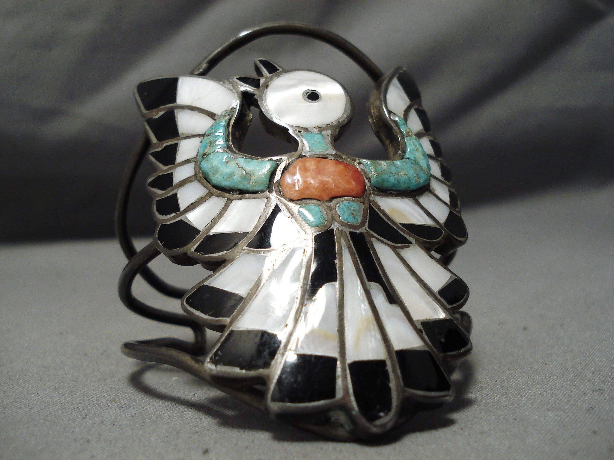 One Of Biggest Best Vintage Native American Zuni Bird Turquoise Inlay ...