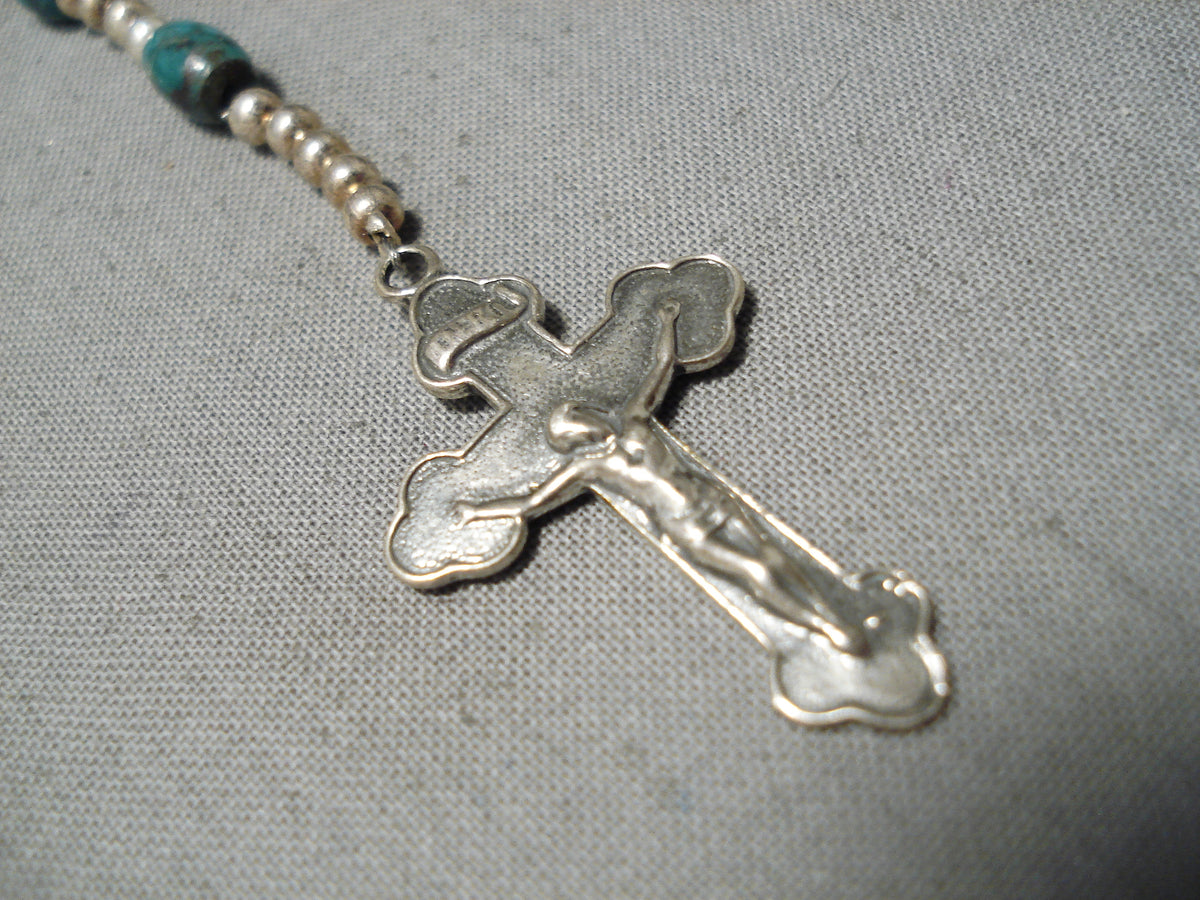 Rare Native American Navajo Royston Turquoise Sterling Silver Rosary N ...