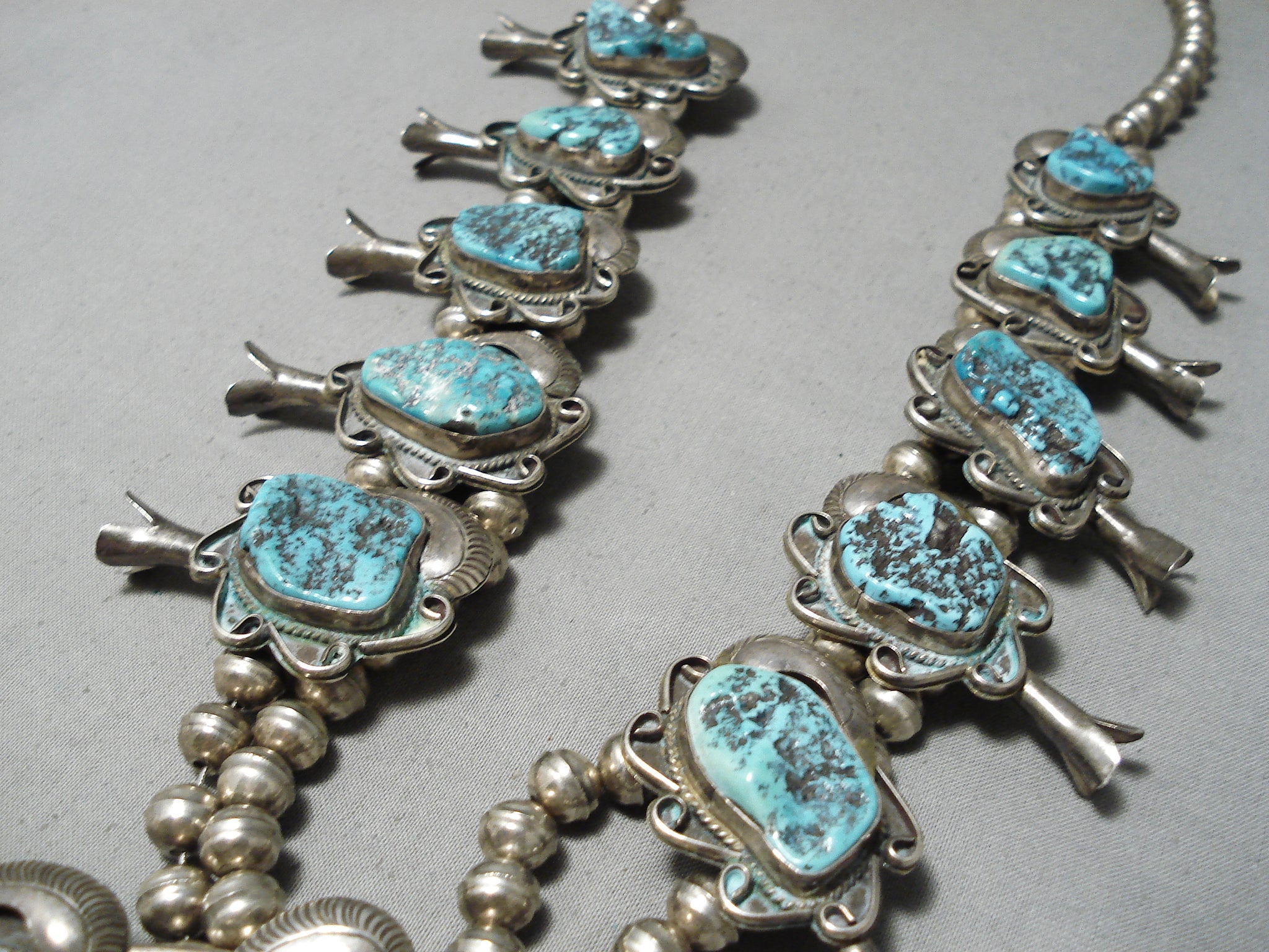 Full Naja Vintage Native American Navajo Turquoise Sterling Silver Squ ...