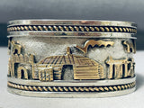 Weighty Powerful Native American Navajo Sterling Silver Gold Bracelet Cuff-Nativo Arts