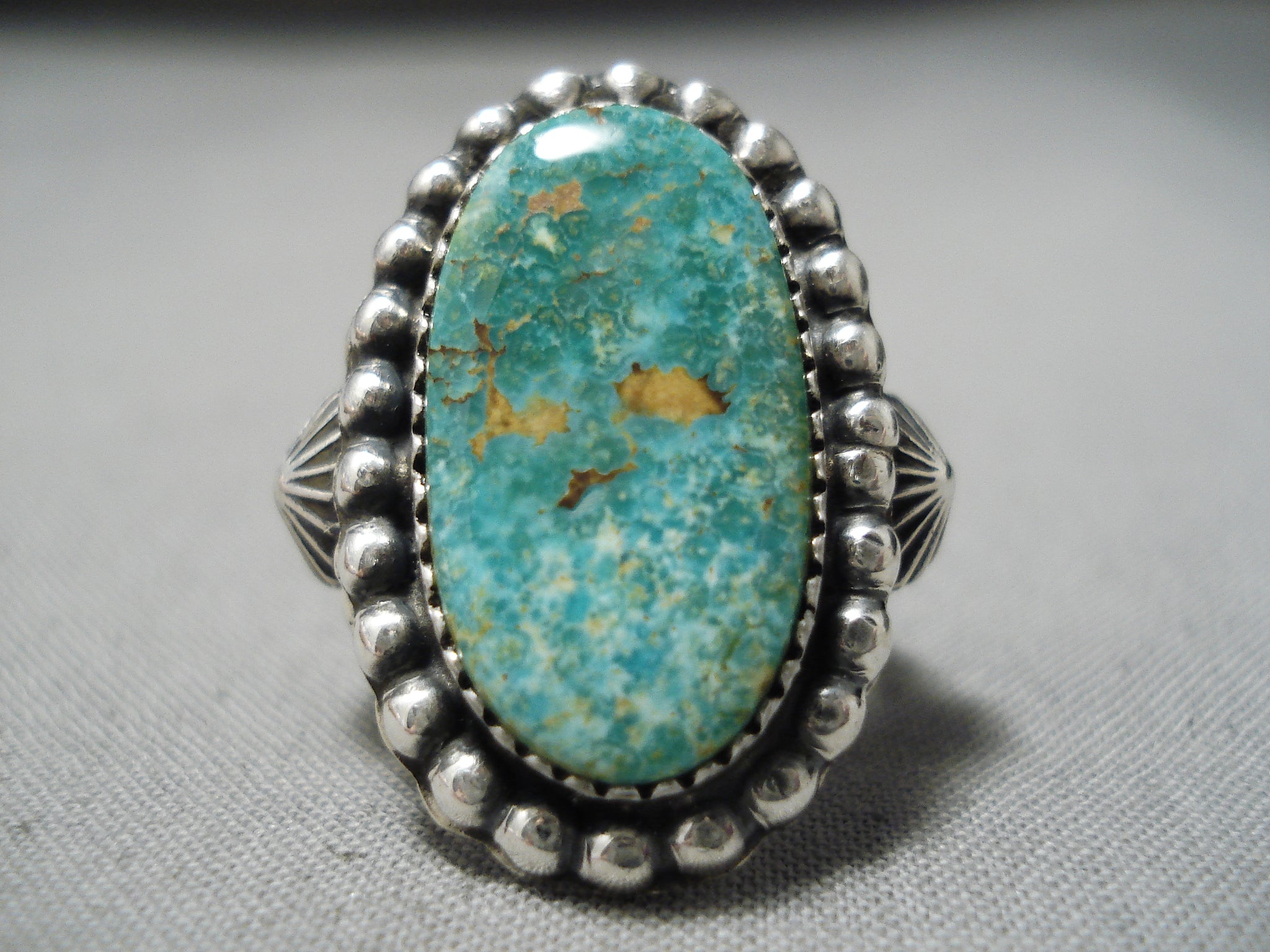 Important Navajo Carico Lake Turquoise Sterling Silver Ring Native Ame ...