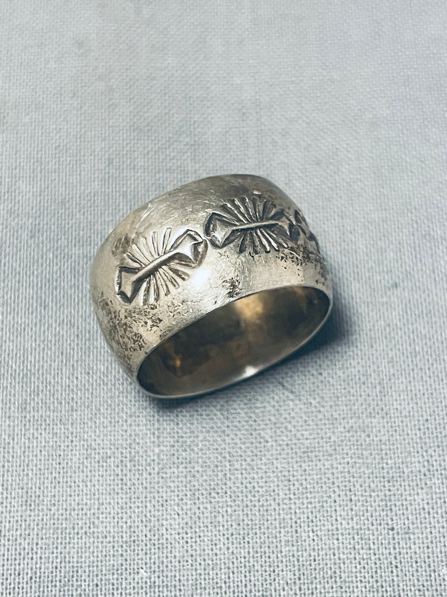 Dark Patina Vintage Native American Navajo Sterling Silver Ring