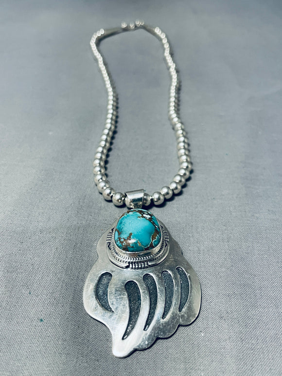 超希少!Vintage Navajo 1960's Turquoise Silver Necklace SS Double