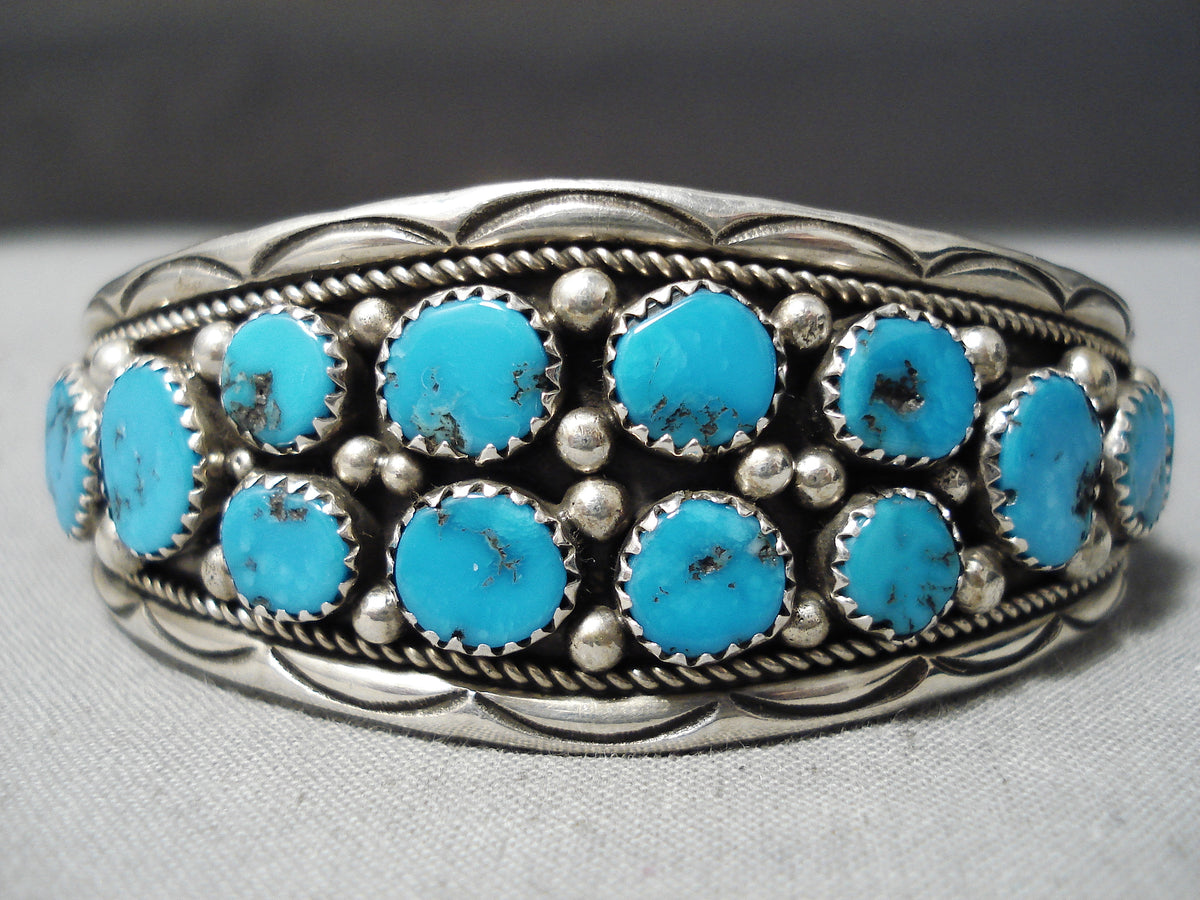 Eye-catching Vintage Native American Navajo Turquoise Sterling Silver