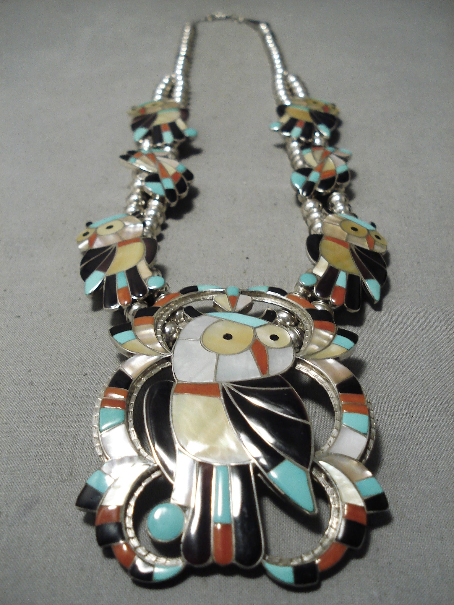 Best Vintage Native American Zuni Inlay Owl Turquoise Sterling Silver ...
