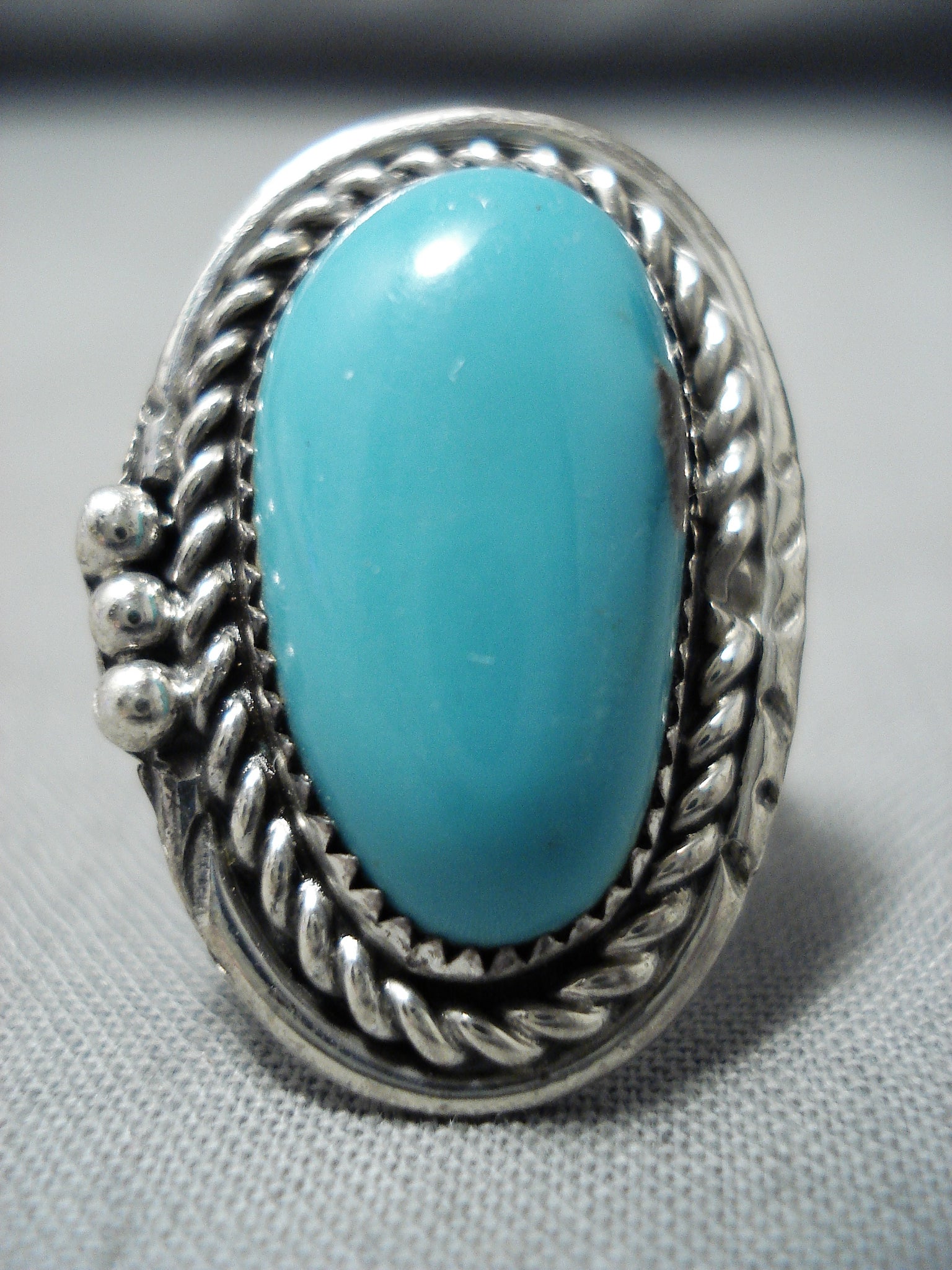 Incredible Vintage Navajo Turquoise Sterling Silver Ring Native Americ ...