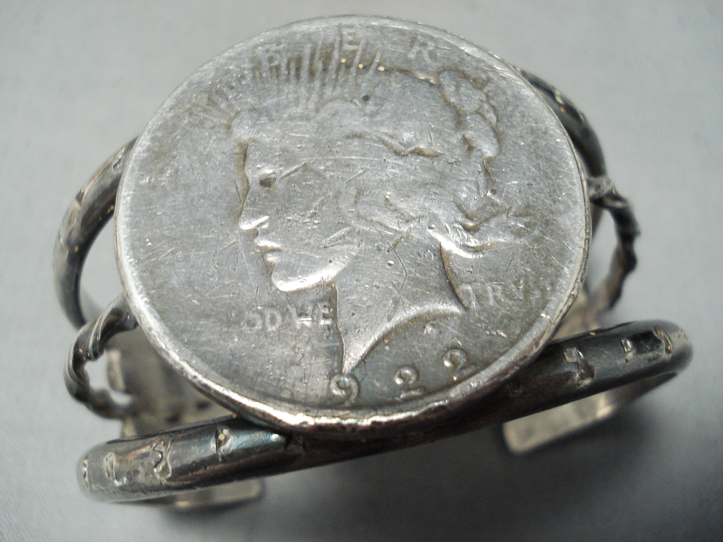 Heavy Huge Coin Vintage Native American Navajo Sterling Silver