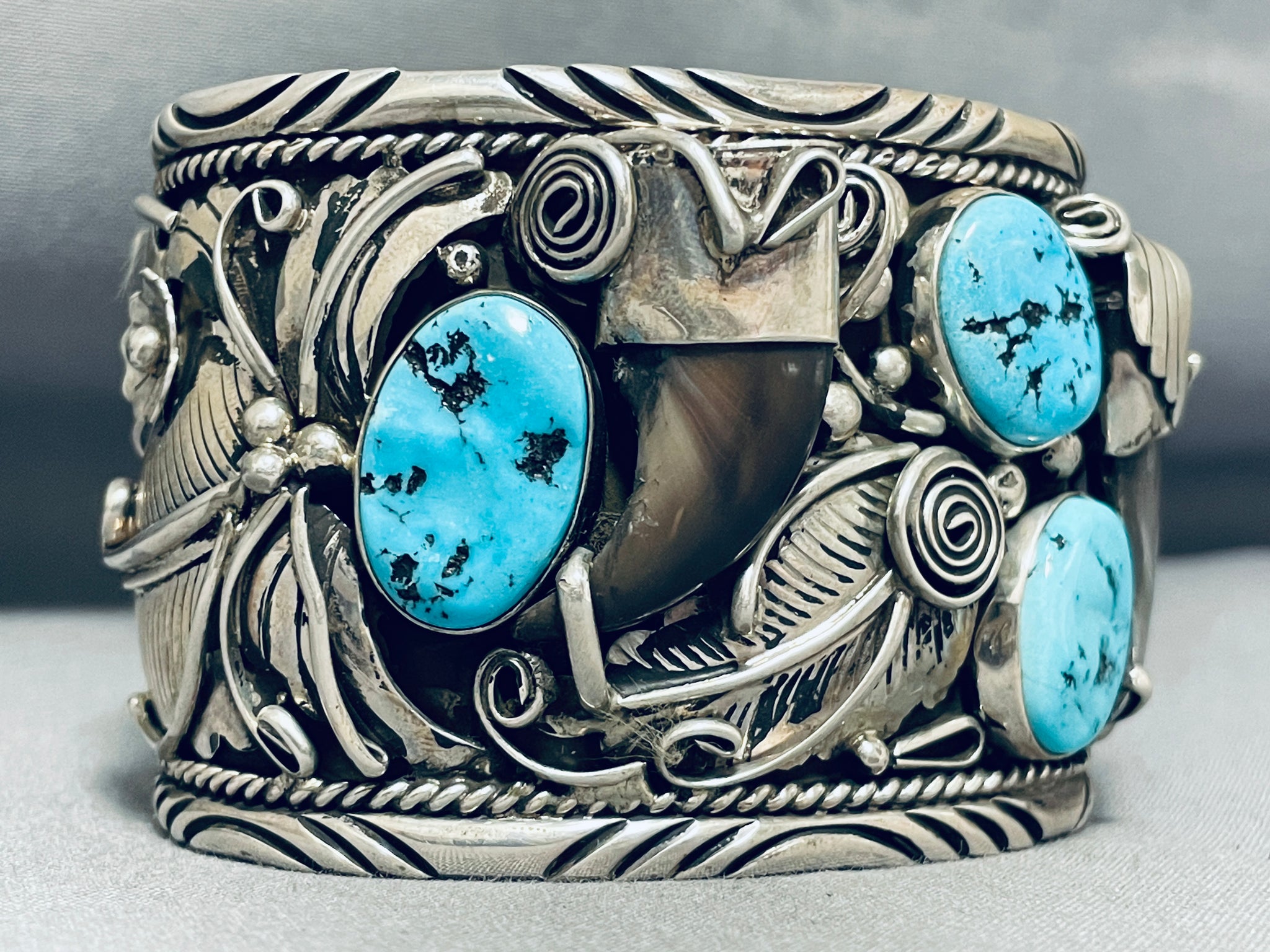 Vintage Native American Navajo Kenny John Turquoise Naggets Sterling S   Gold Stream Boutique