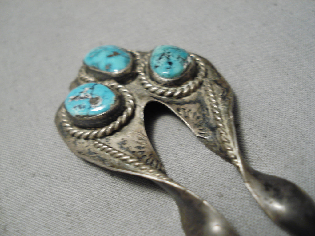 Quality Vintage Native American Navajo Turquoise Sterling Silver Hair ...